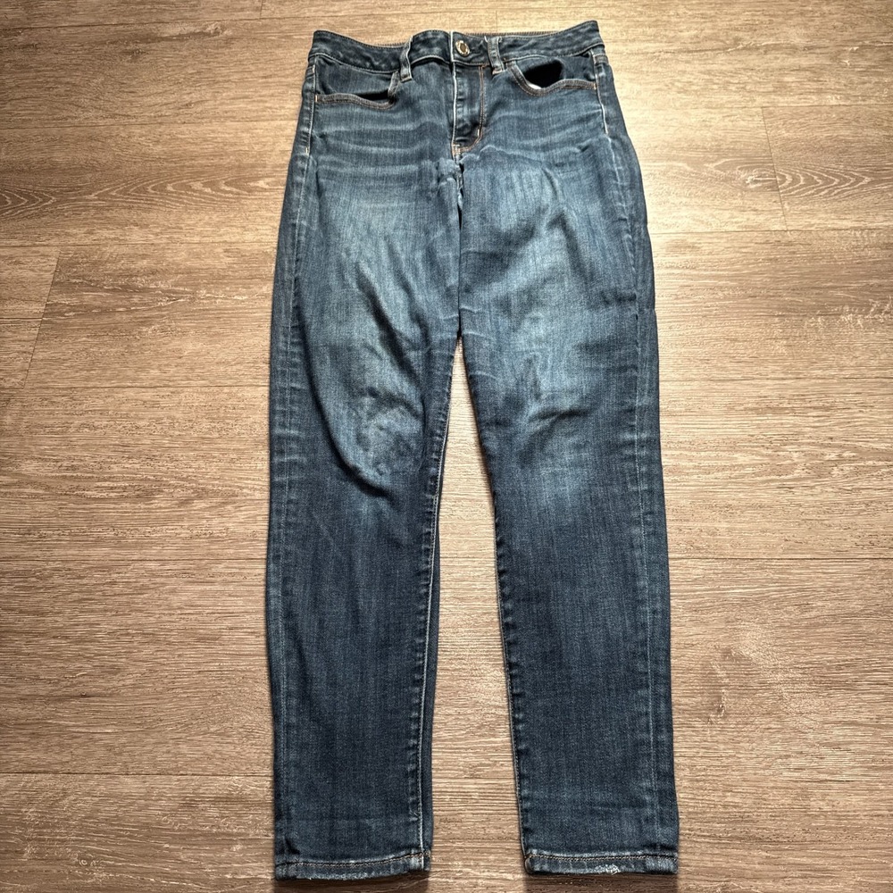 American Eagle Jeans Women 6 Blue Denim Super Stretch Jegging 26x28 Whisker